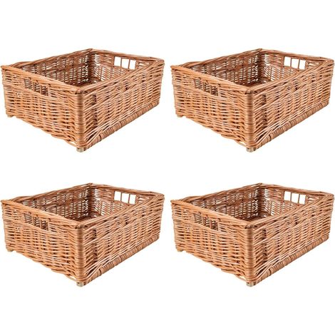4x Panier de Rangement en Osier Naturel - 40 x 30 x 16 cm
