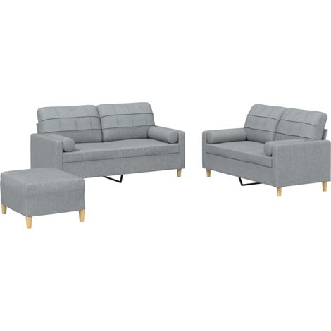 Ensemble de Canapé Sofas 3 pcs coussins gris clair tissu (1/5)