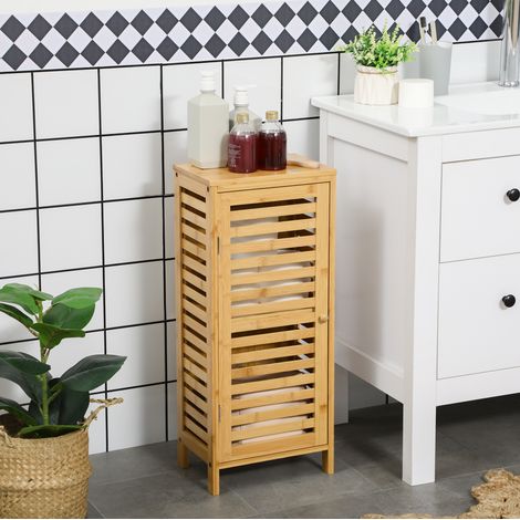 Mobile bagno in bambù, porta a lamelle, 30 x 19,9 x 70 cm DESVIAE (1/5)