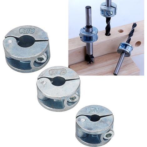 Lot de 3 bagues d'arrêt de profondeur de perçage en alliage de zinc avec clé hexagonale de type ouvert (1/4)