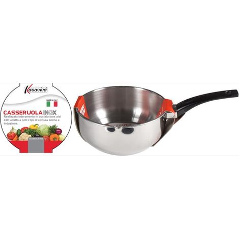 CASSERUOLA CON MANICO IN ACCIAIO INOX PER QUALSIASI FORNELLO 16 CM DIAMETRO