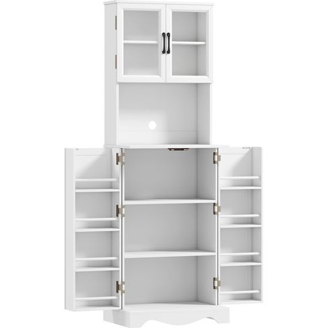 Mobile Dispensa Cucina 60x39,5x179,6 cm con 2 Armadietti e 8 Ripiani in Legno e Acrilico Bianco (1/5)