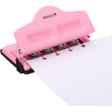 champignons Disque Trou Perforation, 4 Trous Papier Perforateur pour A7/A6/A5/A4/A3 Disque Relié Calendrier, Créacollage, ou Carnet, Poinçon Jusqu 5 Papiers(Rose) (1/5)