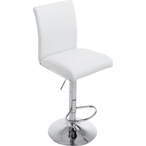 Taburete alto/trona de bar de diseño moderno en forma de trompeta con reposapiés en material sintético blanco 100000008 (1/5)