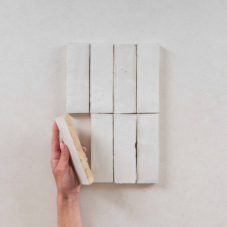 Carrelage zellige marocain blanc 5x15 cm – Épaisseur 1,5 cm – 0,89 m² – Pour cuisine et salle de bain – Pose murale intérieure (1/2)