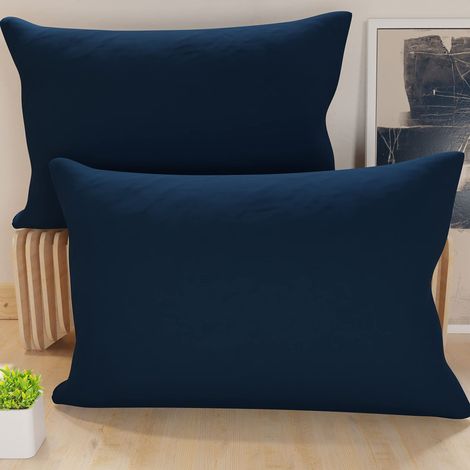 Lot de 2 Taies d'oreiller de Lit 80x40 cm, Housses de Coussin Unies Couleur Bleu Nuit, Taie Oreiller 100% Microfibre Hypoallergénique, Fabriqué en Italie