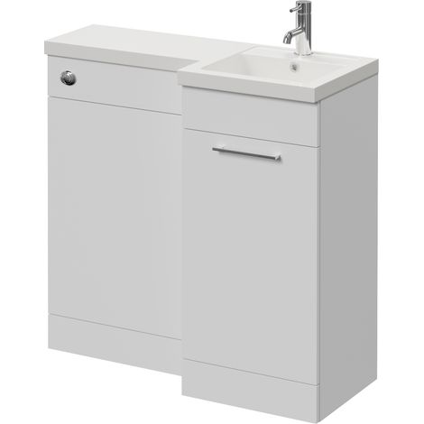 Napoli 390 Gloss White 900mm Single Door Vanity Unit Toilet Suite with Right Hand Square Lucia Basin - 900mm - Chrome 160mm HandleWithout Kingston Toilet Pan
