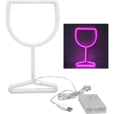 Insegna al neon rosa con doppio alimentatore LED, a basso consumo energetico e appendibile