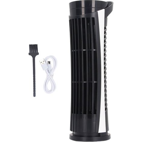 Ortviai Ventilateur sur pied sans pale avec oscillation 90°, 2 vitesses, lampe intégrée, silencieux à 34 dB, USB 2.0, noir (1/5)