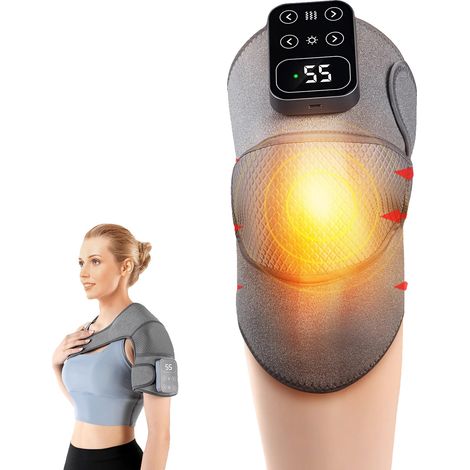 Heizbarer Knie-Massager, Einstellbare Temperatur, Kabelloses Design, Dunkelgrau (1/2)