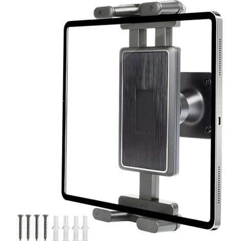 Soporte de pared para tableta, soporte de escritorio para iPad, soporte de pared de aluminio para iPad, soporte giratorio de 360° para tableta, compatible con teléfonos móviles de 4,7" a 12,9".