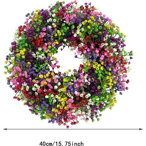 Year-round door wreath - Personalized outdoor decoration - Artificial flower wreath - Front door decoration - Spring/Summer - Modern hanging decoration - Garland (1/3)