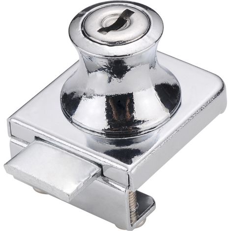 Serrure de porte en verre,Serrure en acier chromé,écran en verre de verrouillage,Serrure pour des portes en verre Serrure vitrine avec, pour la porte en verre de 5-8mm foret avec 2 clés