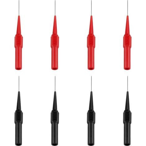 8PCS Sonde De Test, Cordons De Test Multimètre En Acier Inoxydable Sondes De Teste Câble Testeur Multifonction Pour Multimètres Laboratoires Électriciens(Rouge Et Noir) (1/5)