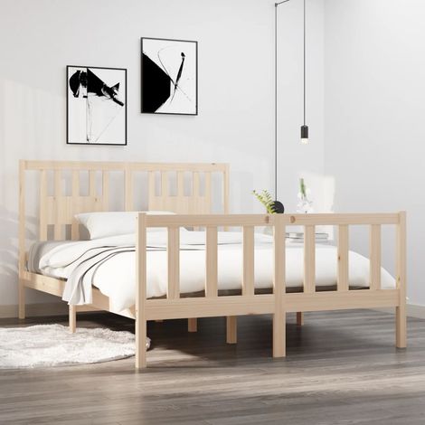 Bed Frame without Mattress 135x190 cm Double Solid Wood vidaXL (1/5)