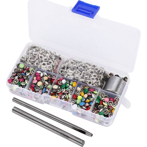Lot de 380 rivets ronds en forme de champignon, couleur laiton, pour la décoration de cuir, ceintures, sacs à main, boîtes à outils et autres objets de bricolage (6 mm).