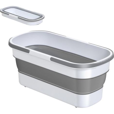 Balai-serpillière pliable multifonctionnel et seau de rangement (56x26x21cm, gris) (1/5)