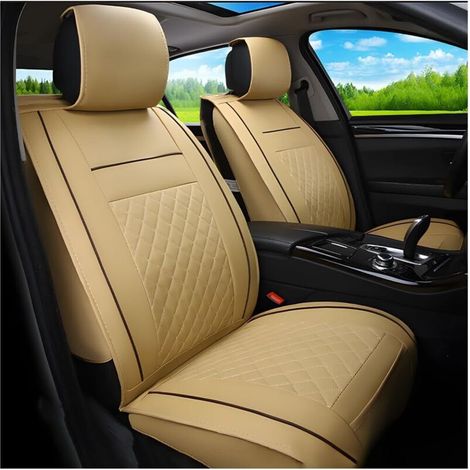 1 Pc Housse Siege Voiture Avant avec Dossier, Housse pour Voitures Sieges, Ensemble Complet Housses Voiture, Confortable Housse De Siège Avant, Tissu Respirant Et Protecteurs Siège(Beige)