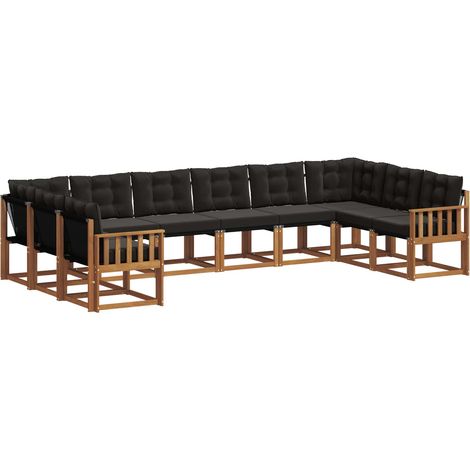 Set di divani da esterno 10 pz Naturale e Nero vidaXL (1/5)
