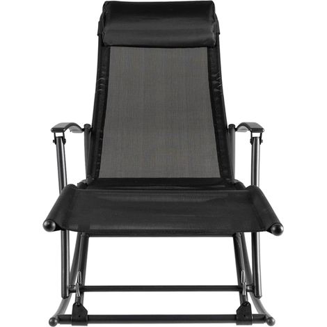 Chaise à bascule de jardin Chaise d'extérieur Acier et textilène Noir (1/5)