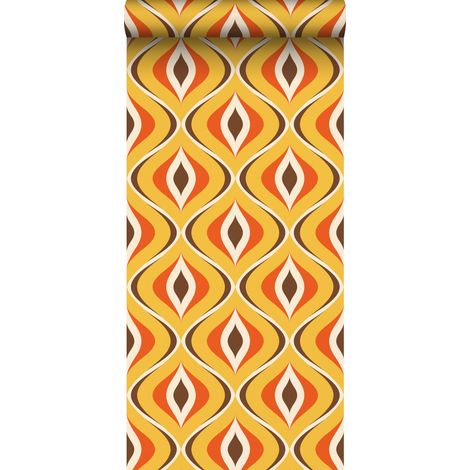 papier peint ornements au style rétro jaune et orange - Sanders & Sanders (1/5)