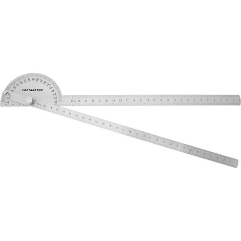 Goniomètre en Acier Inoxydable Argenté à Double Bras Règle Fixe et Mobile pour Mesurer Angles et Tracer Lignes Radiales, Outil Précis pour Travail du Bois (1/5)