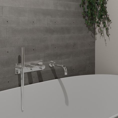 Facade Douche Bain Douche Thermostatique 2 Sorties Chromé Triverde - CRISTINA ONDYNA TV70251 (1/2)