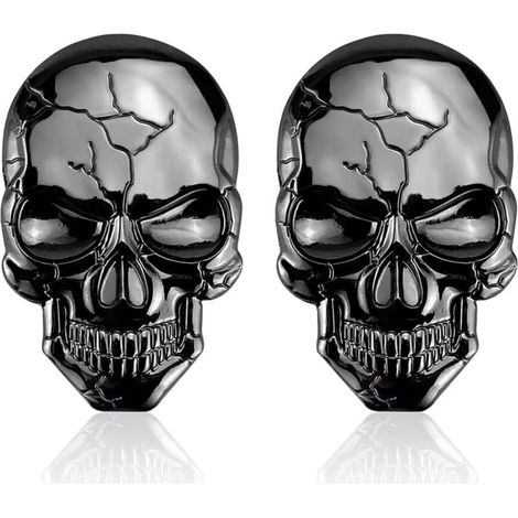 2 Pieces 3D Skull Bike Stickers, Skull Car Sticker, Skull Car Sticker, Skull Tank Stickers, Cool, Decorate Your Car (Black) 2 Pieces (1/4)