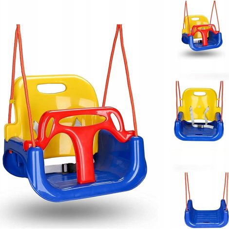 3-in-1 Kinderschaukel Babyschaukel Outdoor Babyschaukel Verstellbar mit Rückenlehne Kinderschaukel Indoor Kinderschaukelsitz Kleinkinderschaukel (Blau) (1/4)