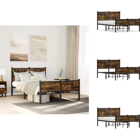 Cadre de lit en métal sans matelas chêne fumé 120x190 cm - Cadre De Lit - Cadres De Lit - Lit Double - Lit (1/5)