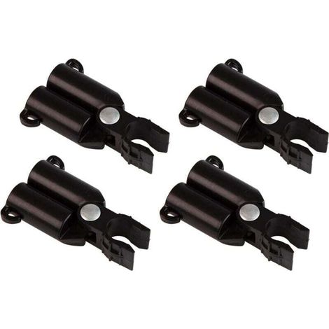 Connecteurs de Tuteurs pour portique en V, XU, Charnière pour Treillis, Support pour Tuteurs de Plantes, Connecteur de Barre Clips, Ø16mm, 4 pièces, Noir - (1/4)