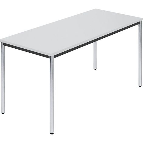 Table rectangulaire en tube rond chromé, 1400 x 700 mm gris (1/4)