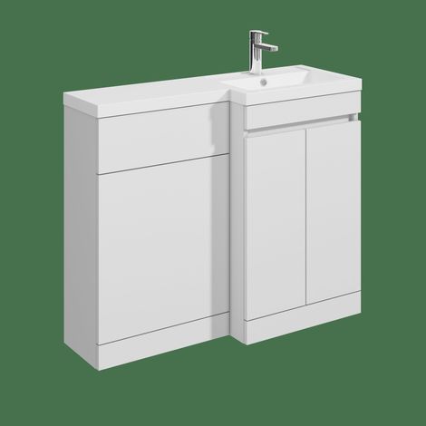 Balterley Tean 1000mm Floor Standing Compact Unit with Right Hand Polymarble Basin - White