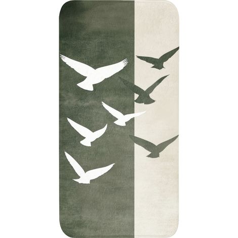 TAPIS DE TOILETTE Japandi - Oiseau - Vert 60x120 cm