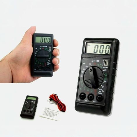 Multimètre numérique de poche ultra fin avec embouts – mètre AC/DC 750 V/1000 V, ampèremètre, ohmmètre, testeur de diode triode, écran LCD rétro-éclairé DT-182 (1/5)