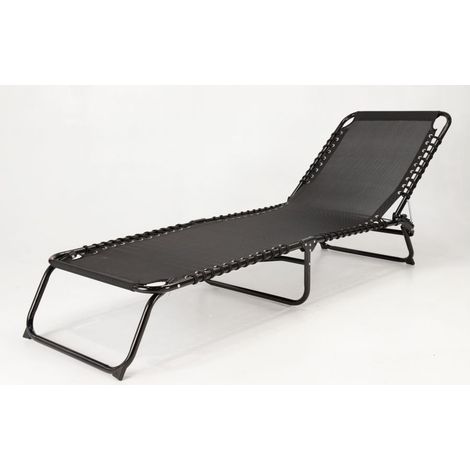 LETTINO PRENDISOLE PIEGHEVOLE DA GIARDINO MULTIPOSIZIONE NERO CORFÙ 190X58X30H