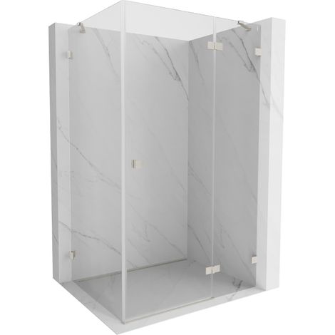 Mexen Lunar Duschkabine rechts schwenkbar 100 x 80 cm, transparent, gebürsteter Nickel - 834-100-080-97-00-P