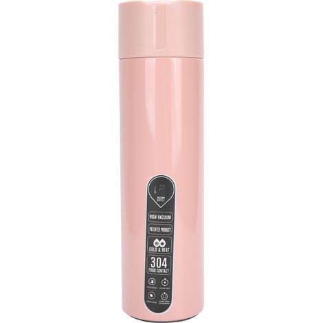 Botella de agua inteligente con pantalla táctil de temperatura, aviso de temperatura, aislamiento al vacío, funciona con pilas, color rosa. (1/5)