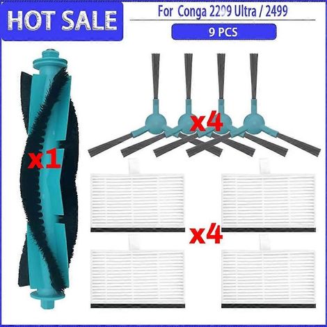 Pour aspirateur Cecotec Conga 2299 Ultra/2499 Ultra : pièce principale, brosse latérale, filtre HEPA, chiffon de nettoyage, sac à poussière, accessoire A (1/5)