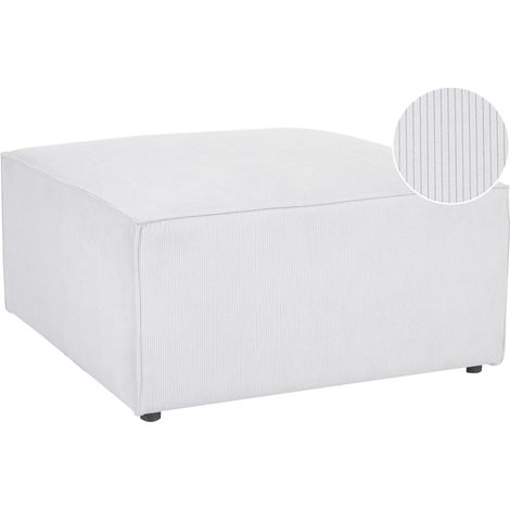 Pouf Ottoman pour Salon Moderne en Velours Côtelé Blanc Cassé Lemvig