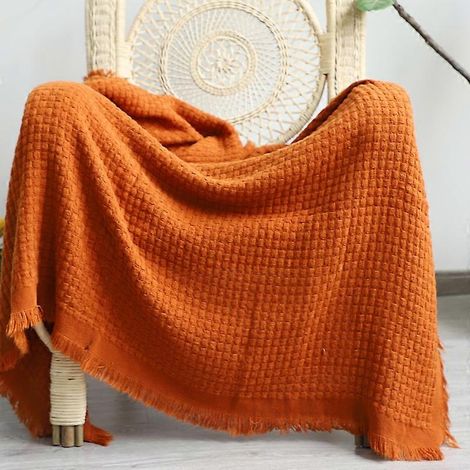 Couverture jaune pour canapé, châle, couvre-lit, couverture pour sieste au bureau (1/5)