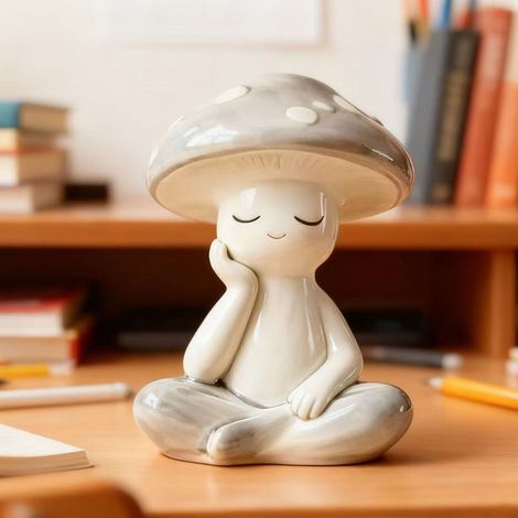Champignon Yoga - Décoration En Résine Pour Bureau Et Salon - Ornement De Bureau - 1 Pièce (1/4)
