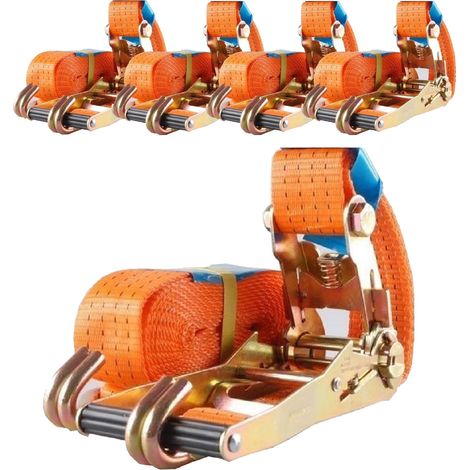 5x Profi Ratschen Spanngurt Spanngurte Zurrgurt 2-tlg 6m 4t 4to 4000kg TÜV/GS ORANGE (1/2)