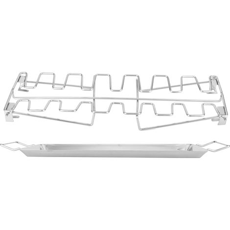 Grill à Cuisses de Poulet Pliable en Acier Inoxydable avec Bac de Réception pour Barbecue Domestique (1/5)