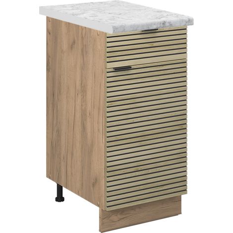 Küchenunterschrank Fame-Line, Eiche Paneel, 40 cm , AP Marmor, Vicco