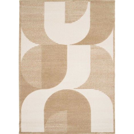 DESIGN OPTIQUE - Tapis à reliefs doux à relief géométrique beige 160x230 (1/5)