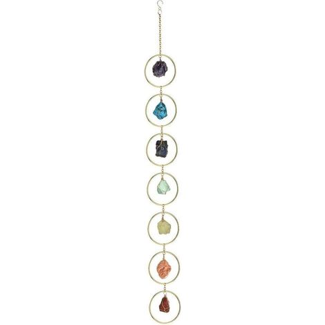 Cristales colgantes de 7 chakras, campana de viento de cristal curativo, decoración de cristal versátil para Feng Shui y meditación de yoga. (1/5)