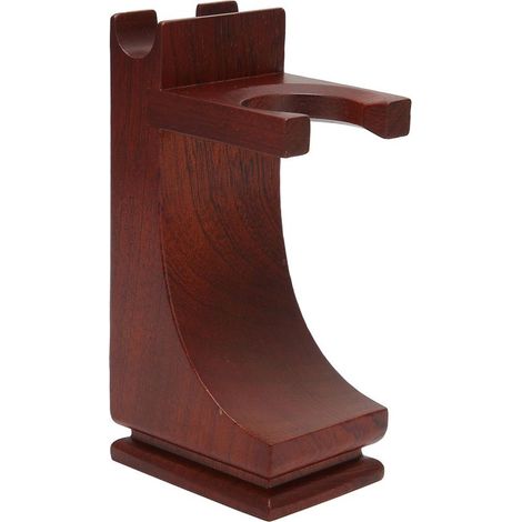 Porte-brosse à raser en bois bordeaux stable avec support antidérapant pour rasoirs et brosses standard (1/5)
