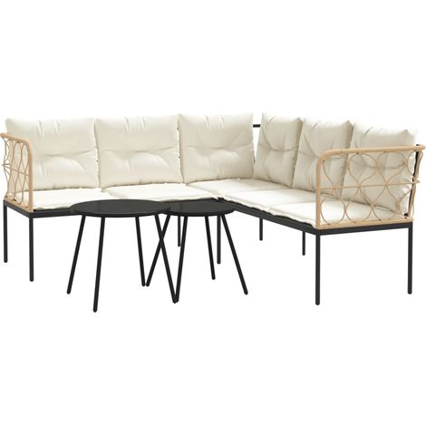 Maison Exclusive - Set Divano da Giardino con Cuscini Nero Acciaio e Textilene