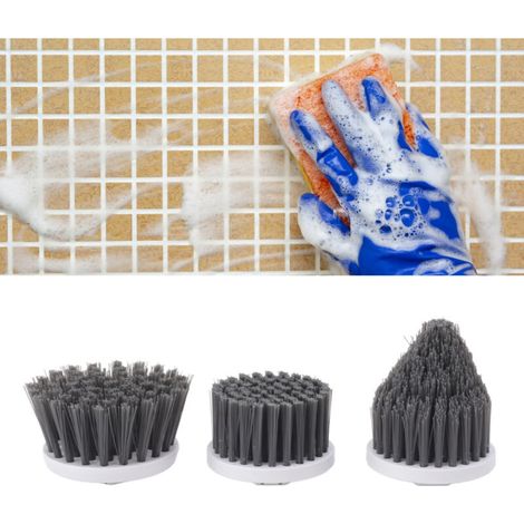 [Rotierendes elektrisches Bürstenset] 3 Ersatzköpfe (kleine Scheibe, große Scheibe, Spitze) aus strapazierfähigem Nylon für gründliche Reinigung